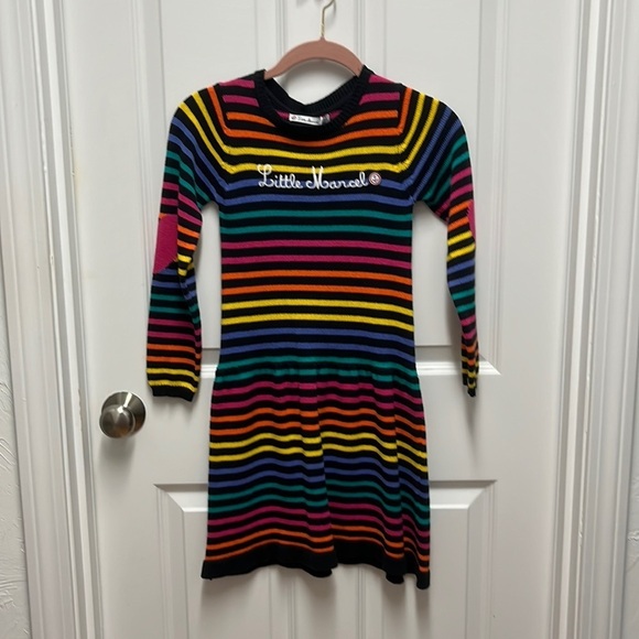 NWT Little Marcel Striped Black‎ Knit Dress - 8Y - Picture 1 of 6
